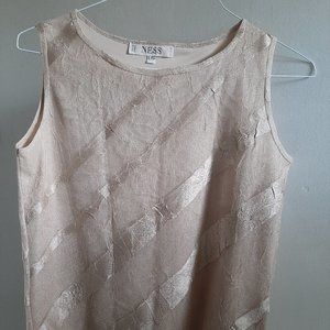 Ness Large Beige Tank Top Polyester Elegant
